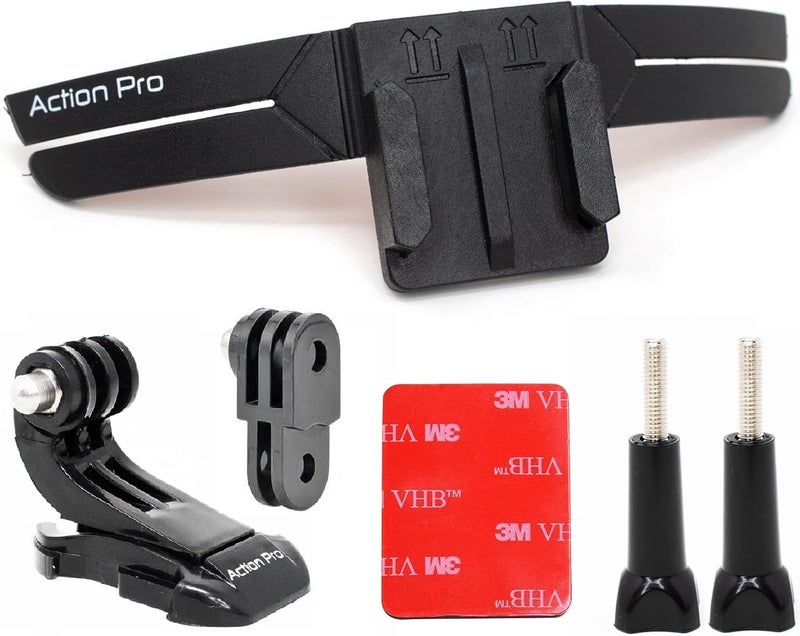 Action Pro 3M Slim Flexible Helmet Chin Mount Strap Compatible with GoPro Hero 13 12 11 10 9 8 7 6 5 4, SJCAM, DJI Osmo 5 4, Insta 360 x4 x3, SJCAM, Xiaomi, Yi Action Cameras (Black) - Image 1